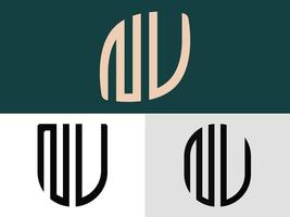 kreativa initiala bokstäver nu logo designs paket. vektor