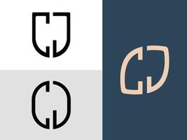 kreative anfangsbuchstaben cj logo designs paket. vektor