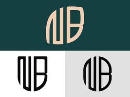 kreative anfangsbuchstaben nb logo design paket. vektor