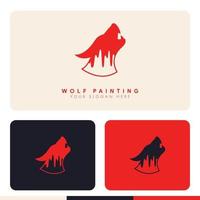 einfache minimalistische Farbe im Wolf-Silhouette-Logo-Design vektor