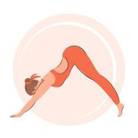 Yoga-Symbol. frau, die yoga-übungen macht, körperliche übungen durchführt. vektorillustration. vektor