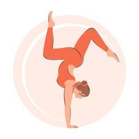 yoga ikon. kvinna gör yogaövningar, utför fysiska övningar. vektorillustration. vektor