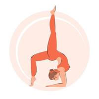 Yoga-Symbol. frau, die yoga-übungen macht, körperliche übungen durchführt. vektorillustration. vektor