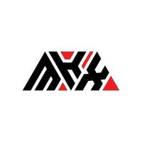 mkx-Dreieck-Buchstaben-Logo-Design mit Dreiecksform. mkx-Dreieck-Logo-Design-Monogramm. mkx-Dreieck-Vektor-Logo-Vorlage mit roter Farbe. mkx dreieckiges Logo einfaches, elegantes und luxuriöses Logo. mkx vektor