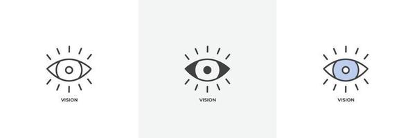 vision ikon. linje, solid och fylld kontur färgglad version, kontur och fylld vektor tecken. idé symbol, logotyp illustration. vektorgrafik