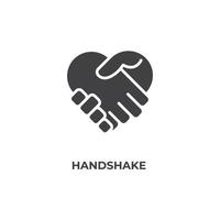 Vektorzeichen des Handshake-Symbols ist auf einem weißen Hintergrund isoliert. Symbolfarbe editierbar. vektor