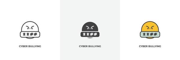 Cyber-Mobbing-Symbol. Linie, solider und gefüllter Umriss bunte Version, Umriss und gefülltes Vektorzeichen. ideensymbol, logoillustration. Vektorgrafiken vektor