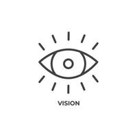 Vektorzeichen des Visionssymbols wird auf einem weißen Hintergrund lokalisiert. Symbolfarbe editierbar. vektor