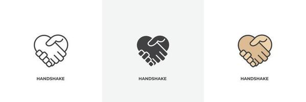 handskakning ikon. linje, solid och fylld kontur färgglad version, kontur och fylld vektor tecken. idé symbol, logotyp illustration. vektorgrafik