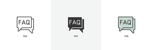 faq-ikon. linje, solid och fylld kontur färgglad version, kontur och fylld vektor tecken. idé symbol, logotyp illustration. vektorgrafik