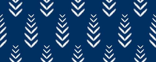 weißer und blauer Ikat ethnischer Designhintergrund. nahtloses ikat-blumenmuster in stammes-, volksstickerei-abstrakter kunst. art ornament print.design für teppich, tapeten, kleidung, verpackung, stoffmode vektor