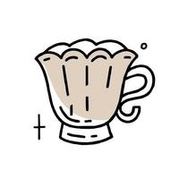 kaffemugg doodle clipart i svart och beige vektorillustration i handritad stil vektor