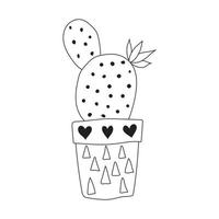Süßer Doodle-Kaktus in einem Blumentopf, Zimmerpflanzenvektorillustration vektor