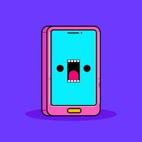 söt doodle monster smartphone vektor karaktär bra för illustration, ikon och alla grafiska resurser