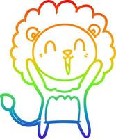 Regenbogen-Gradientenlinie, die lachenden Löwen-Cartoon zeichnet vektor