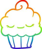 Regenbogen-Gradientenlinie, die lustigen Cupcake zeichnet vektor