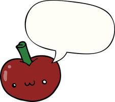 Cartoon-Apfel und Sprechblase vektor
