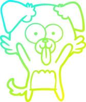 Kalte Gradientenlinie zeichnet Cartoon-Hund mit herausgestreckter Zunge vektor