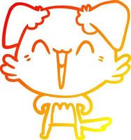 warme Gradientenlinie, die einen glücklichen kleinen Hunde-Cartoon zeichnet vektor