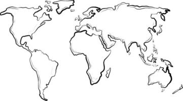 Weltkarte der Kontinente auf weißem Hintergrund vektor