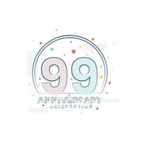 99 års jubileumsfirande, modern 99 års jubileumsdesign vektor