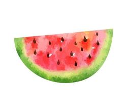 Stück Wassermelone isoliert auf weißem Hintergrund Aquarell handgezeichnete Illustration vektor