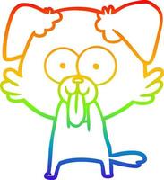 Regenbogengradientenlinie zeichnet Cartoon-Hund mit herausgestreckter Zunge vektor