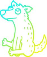 Kalte Gradientenlinie Zeichnung Cartoon-Hundesitzen vektor