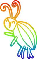 Regenbogengradientenlinie Zeichnung Cartoon glücklicher Käfer vektor