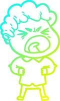 Kalte Gradientenlinie Zeichnung Cartoon wütender Mann vektor