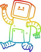 Regenbogen-Gradientenlinie Zeichnung Cartoon-Roboter läuft vektor