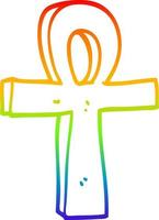 Regenbogen-Gradientenlinie Zeichnung Cartoon-Ankh-Symbol vektor