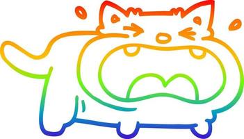 regnbågsgradient linjeteckning tecknad fet katt vektor