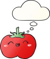 tecknad tomat och tankebubbla i slät gradientstil vektor