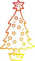 warme Gradientenlinie Zeichnung Cartoon-Weihnachtsbaum vektor