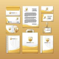 vit guld business stationär kit mall vektor