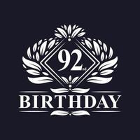 92 Jahre Geburtstagslogo, luxuriöse 92. Geburtstagsfeier. vektor