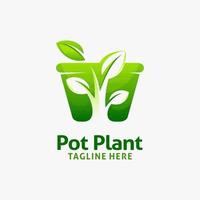 Topfpflanzen-Logo-Design vektor