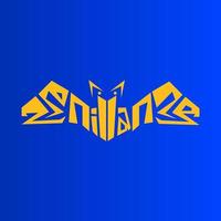 blå gul logotyp mall som bildar en fladdermus vektor