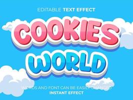 mall för texteffekt för cookies världen vektor