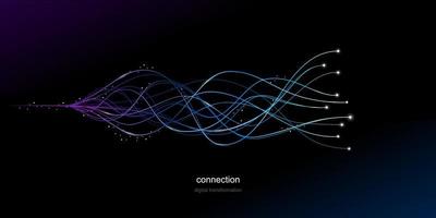 dynamisch fließende Verbindungslinien. Technologie, Digital, Kommunikation, Wissenschaft, Netzwerk, Daten, Information vektor