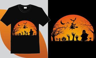 Vintage Halloween-Silhouette Vintager T-Shirt Entwurf Halloweens vektor