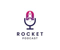 Raketen-Podcast-Logo-Design-Vektorvorlage. vektor