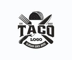 Taco-Logo-Vorlage, Taco-Food-Emblem-Logo. vektor