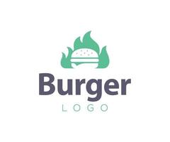 heißes Burger-Logo. Burger mit Feuervektorlogo. vektor