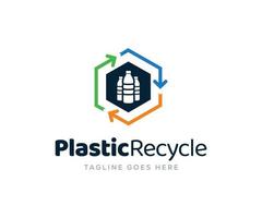 Flaschenrecycling-Logo. Kunststoff-Recycling-Logo vektor