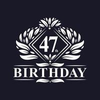 47 Jahre Geburtstagslogo, Luxusfeier zum 47. Geburtstag. vektor