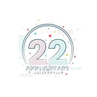 22 Jahre Jubiläumsfeier, modernes Design zum 22-jährigen Jubiläum vektor