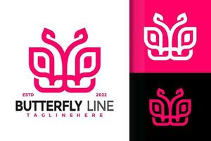 butterfly line logo design, varumärkesidentitet logotyper vektor, modern logotyp, logo design vektor illustration mall