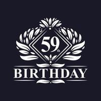 59 Jahre Geburtstagslogo, Luxusfeier zum 59. Geburtstag. vektor
